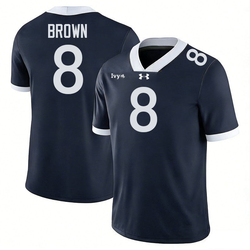 Yale Bulldogs #8 Nico Brown College Football Jerseys,Uniforms Stitched-Navy